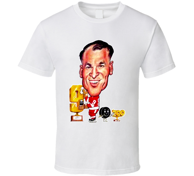 Gordie Howe Detroit Hockey Legend Vintage Retro Caricature T Shirt