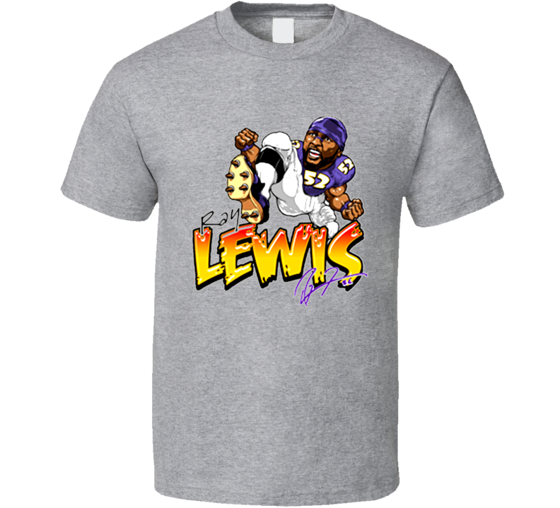 Ray Lewis Baltimore Linebacker Football Caricature T Shirt