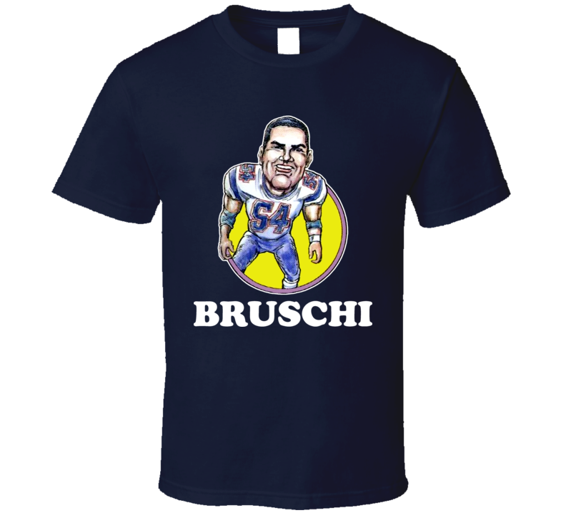 Teddy Bruschi New England Football Linebacker Retro Legend Caricature T Shirt