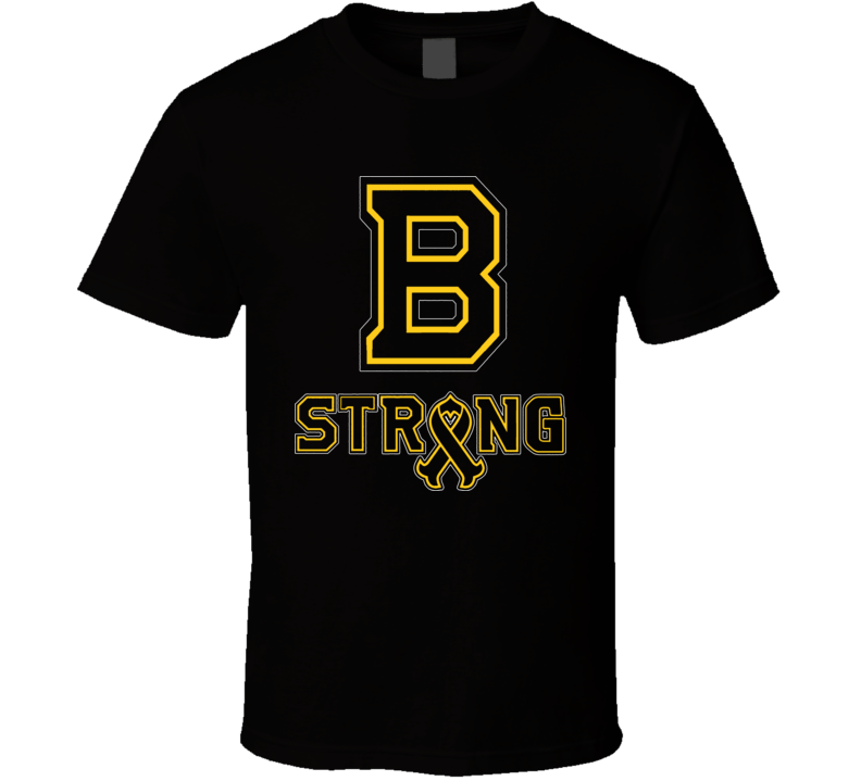 Boston B Strong Marathon Tribute Charity Ribbon Bruins Hockey T Shirt