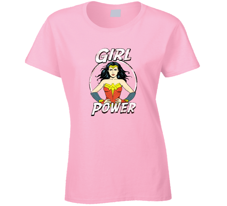 Ladies Girl Power Wonder Woman Political Distressed T Shirt