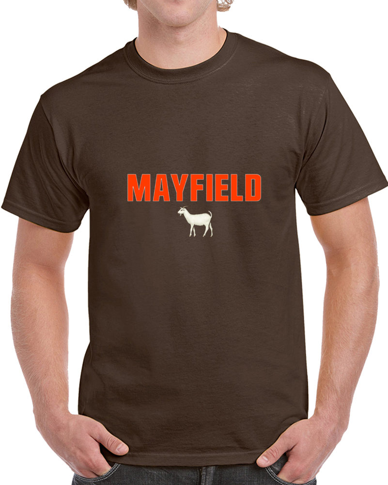 Baker Mayfield Goat Cleveland 1st Overall Draft Pick Qb Heismann Brown Football T Shirt