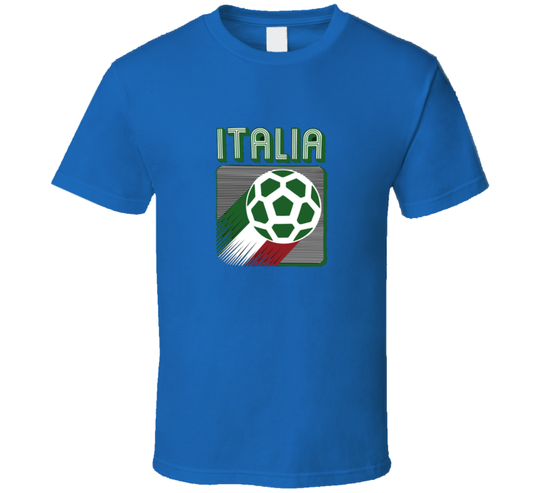 Italia Retro Vintage Soccer Fan Supporter Royal Blue T Shirt