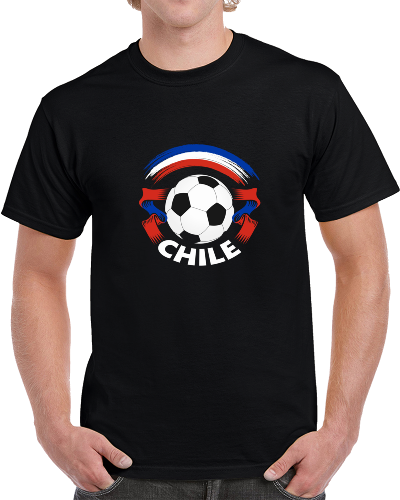 Chile Retro Soccer Ball Ribbons World Cup Fan Supporter T Shirt