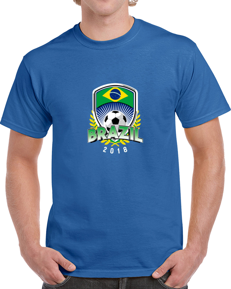 Brazil World Cup 2018 Russia Soccer Logo Fan Supporter Blue T Shirt