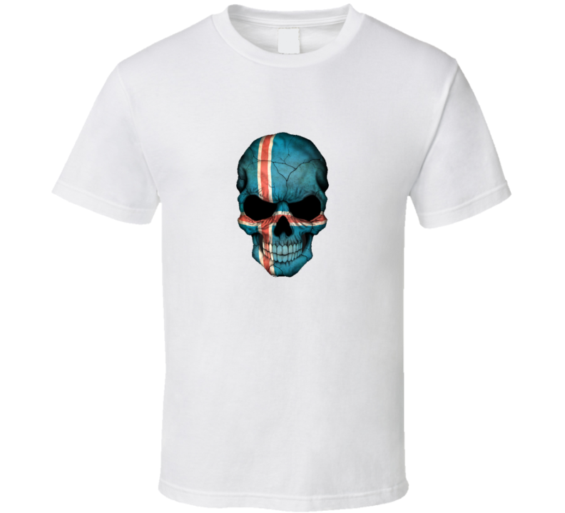 Icelandic Skull Flag Soccer World Cup Fan Football Supporter T Shirt