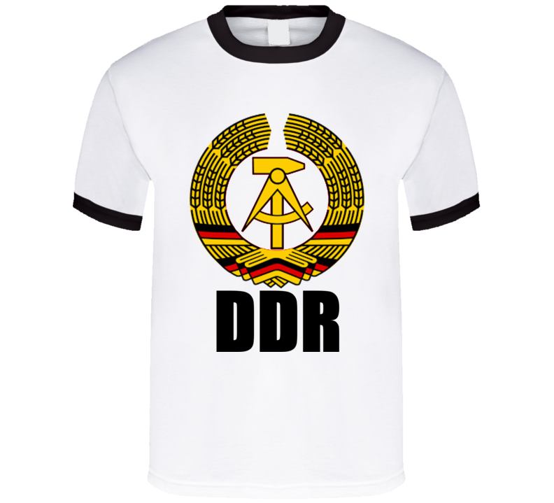  Ddr East Germany Mens Retro Vintage Ringer T-shirt 
