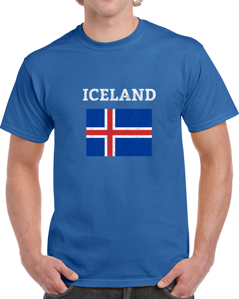 Iceland Retro Vintage Soccer Fan Supporter Flag Distressed T Shirt