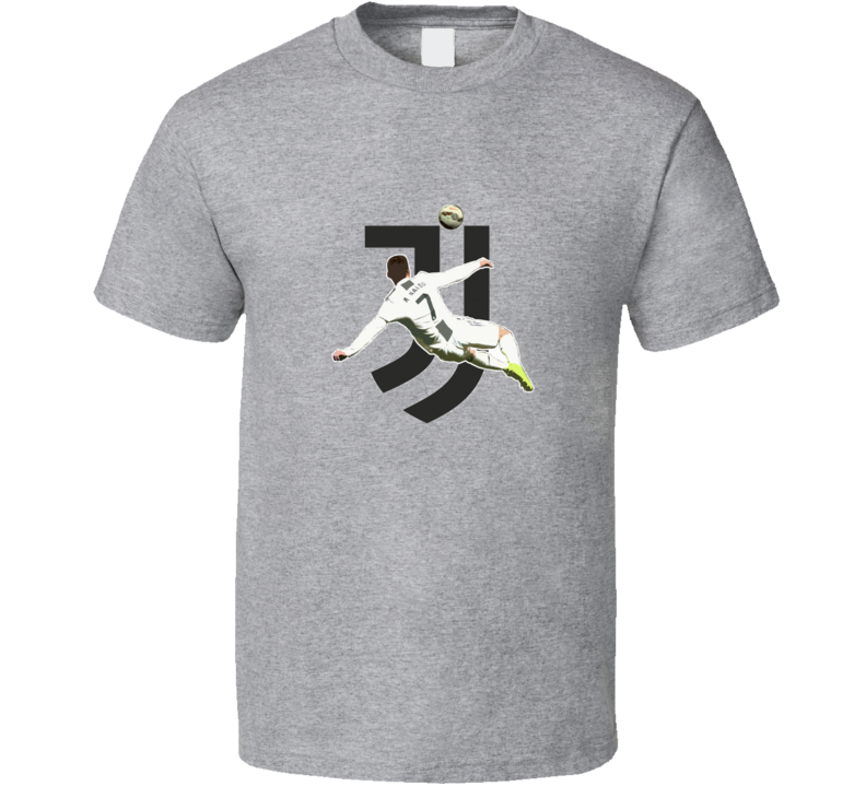 Cristiano Ronaldo Juventus Logo Scissor Kick Italian Soccer Team T Shirt