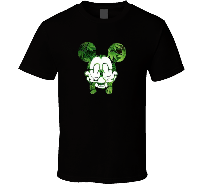 Mickey Marijuana Middle Fingers Up Toker Funny T Shirt
