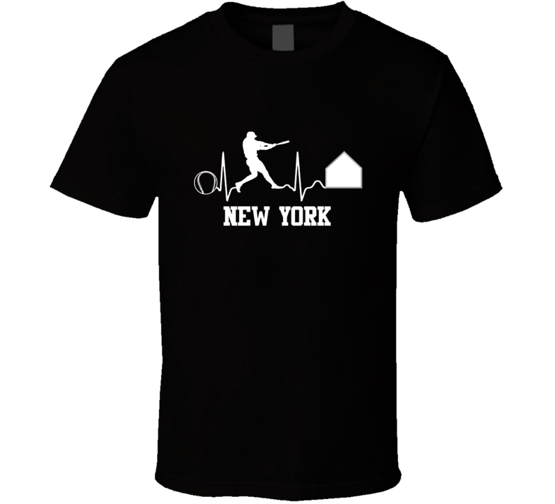 New York Baseball Heartbeat Life Line Cool Fan Supporter T Shirt