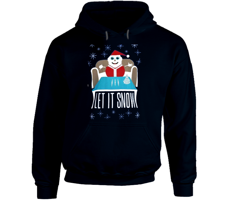 Cocaine Let It Snow Ugly Christmas  Navy Blue Hoodie