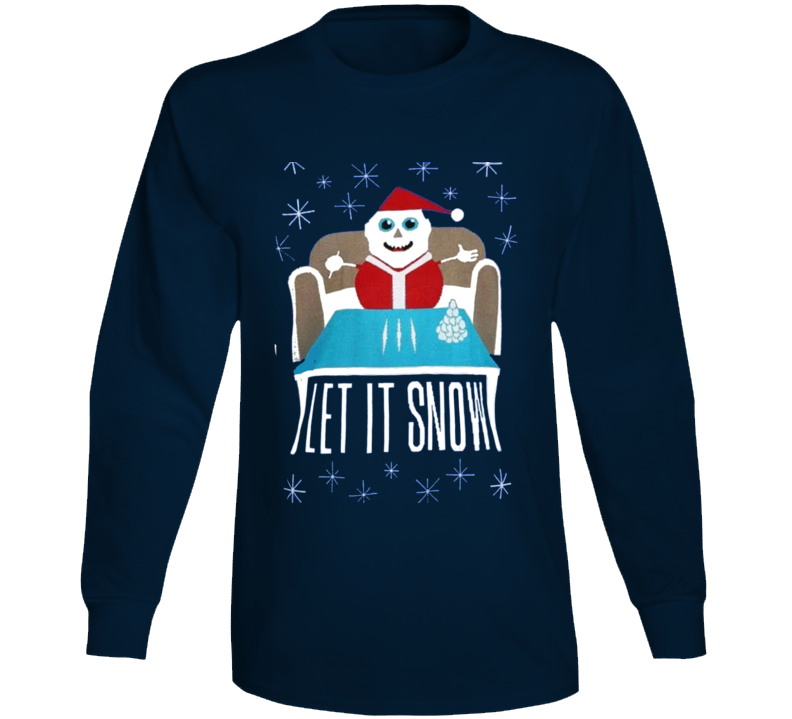 Cocaine Let It Snow Ugly Christmas  Navy Blue Long Sleeve