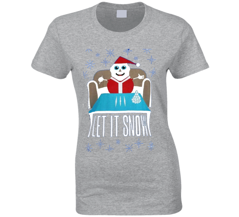 Let It Snow Cocaine Funny Parody Wal Mart Sport Gray Ladies T Shirt