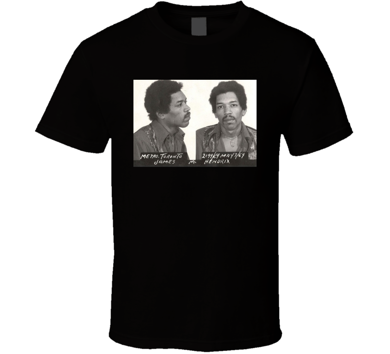 Jimmi Hendrix Rock N Roll Guitarist Police Mugshot Cool T Shirt