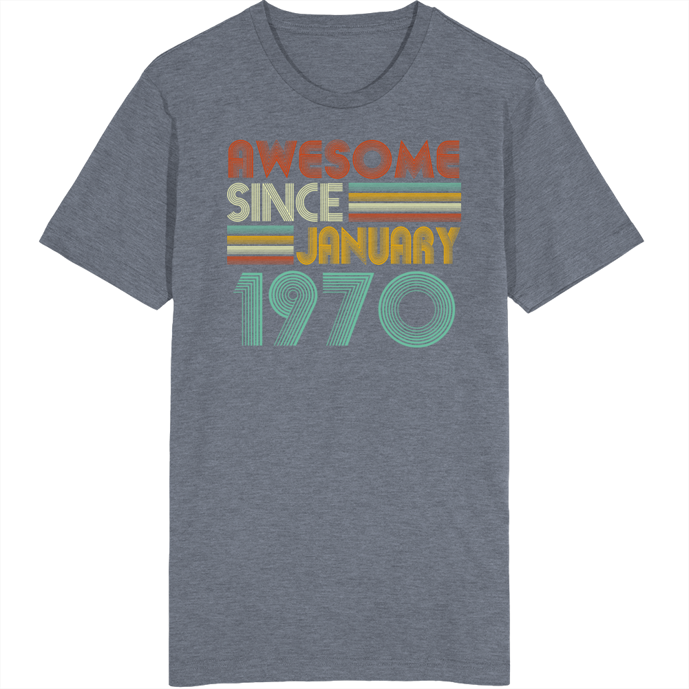 Vintage Retro January 1970 Birthday T Shirt