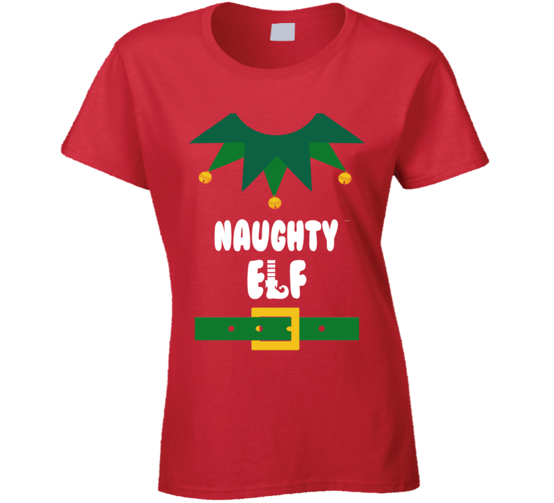 Naughty Elf Ladies Christmas Ladies T Shirt