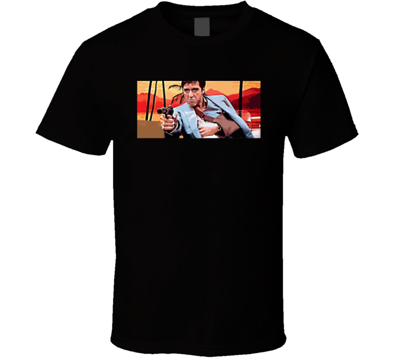 Tony Montana Scarface Gun Scene T Shirt