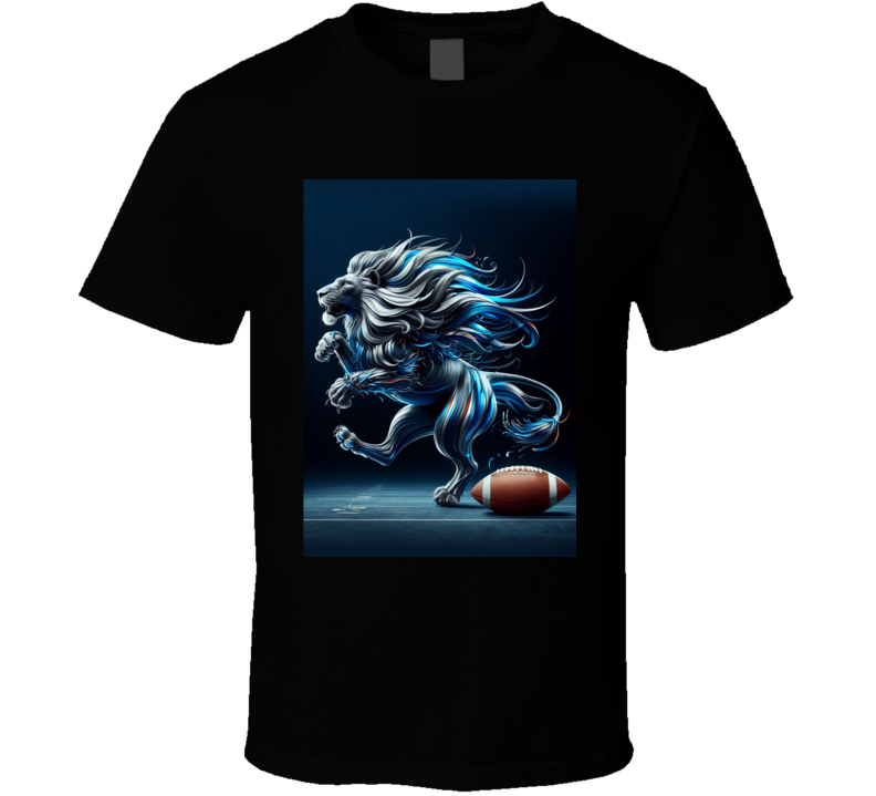 Detroit Football Lion Blue And Silver T Shirt