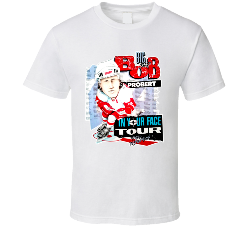 Big Bad Bob Probert Caricature Detroit Hockey T Shirt
