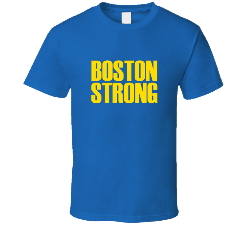Boston Strong Runners Marathon Tribute Blue Yellow T Shirt