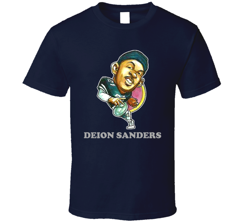 Deion Sanders Dallas Cowboys Caricature All Size Blue T-Shirt