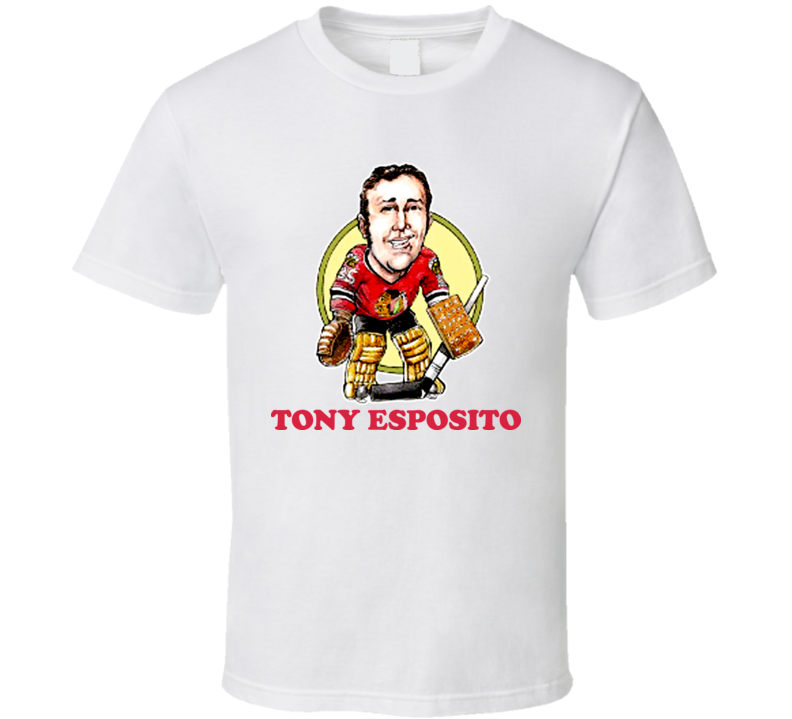 Tony Esposito Chicaho Hockey Legend Retro Caricature T Shirt