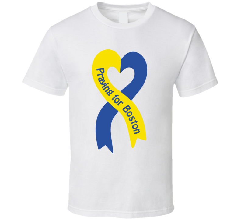 Boston Tribute Ribbon Marathon Salute Pray For Boston T Shirt