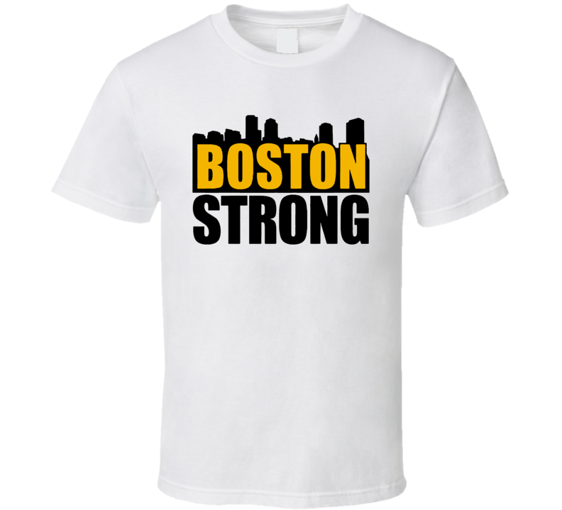 Boston Strong Marathon Tragedy Skyline Bruin Colours T Shirt