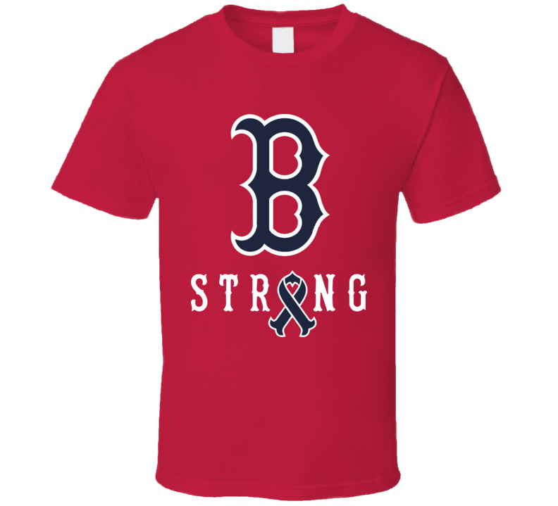 Boston Strong Marathon Tribute Charity Ribbon Red Baseball T Shirt