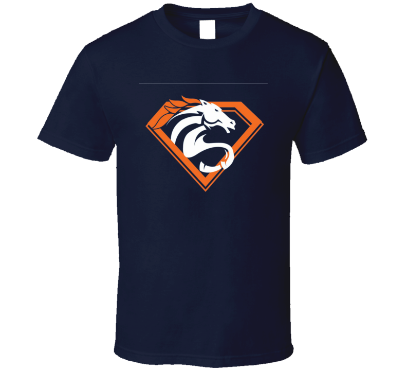 Denver Superman Bronco Logo Hybrid Manning MVP Superbowl Football T Shirt 