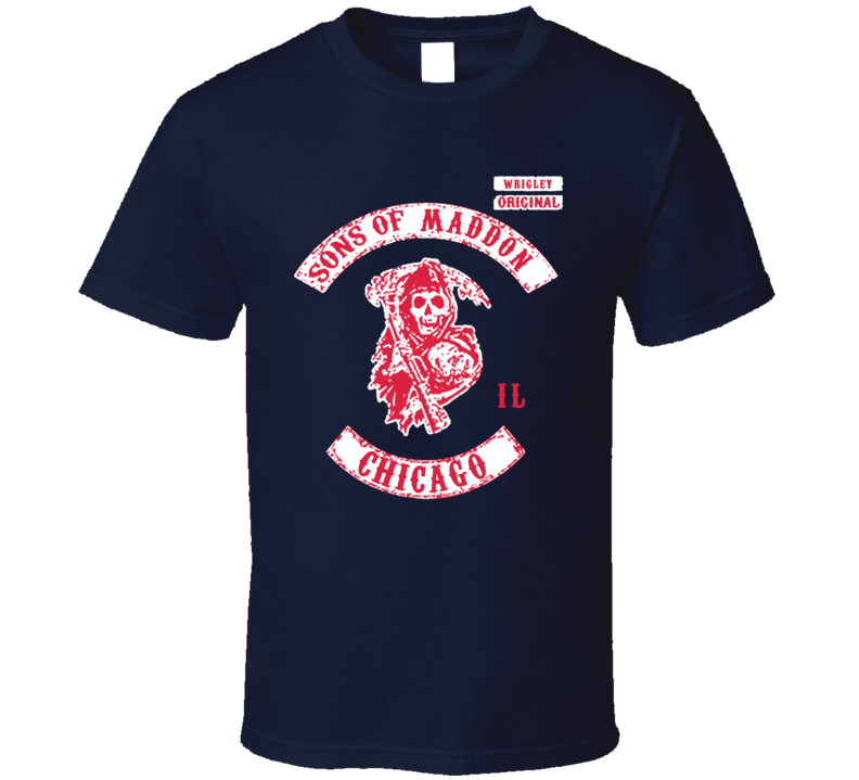 Sons Of Maddon Chicago Baseball Cub Royal Blue Biker Style T Shirt