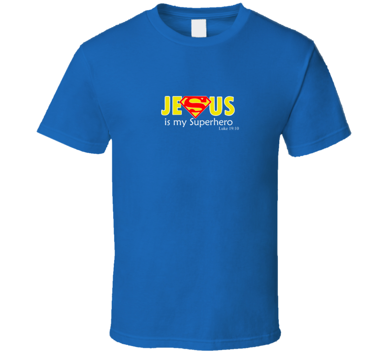 Jesus Is My Superhero Dc Comic Funny Super Royal Man Blue T Shirt