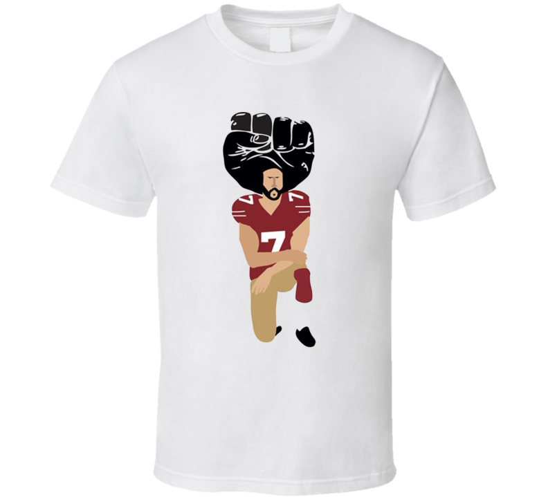 Colin Kaepernick United We Stand Kneel Protest Anthem QB Political Football white T Shirt
