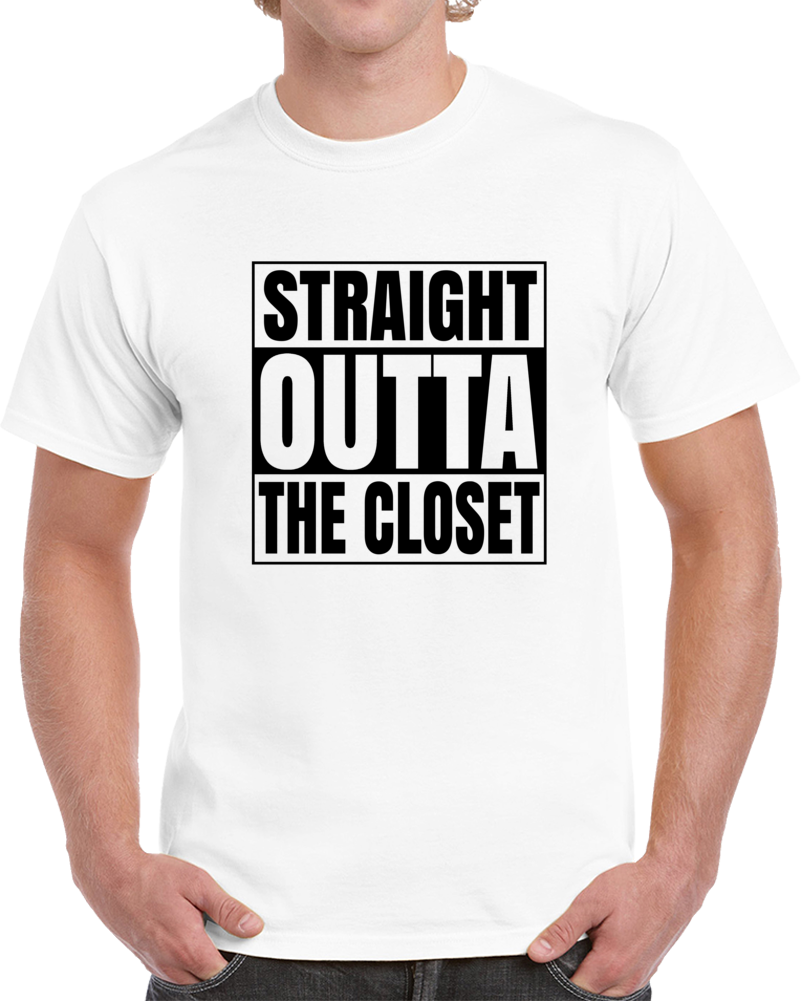 Straight Outta The Closet Lgbt Funny White T Shirt