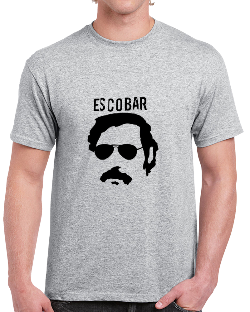 Pablo Escobar Colombian Drug Lord Meddellin Silhoette Cocaine Gangster T Shirt