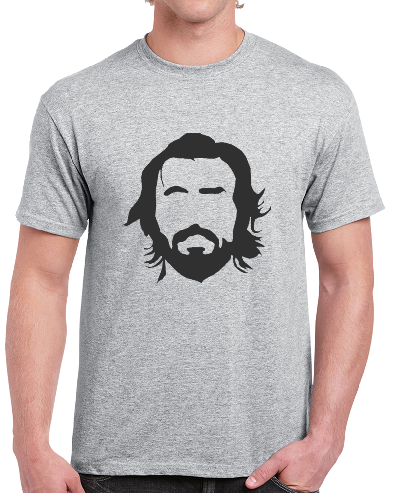 Andreas Pirlo Italian Soccer Star Football Sihouette Big Head T Shirt