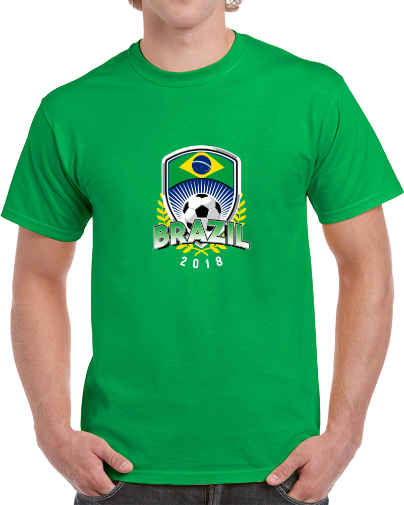 Brazil World Cup 2018 Russia Soccer Logo Fan Supporter Green T Shirt