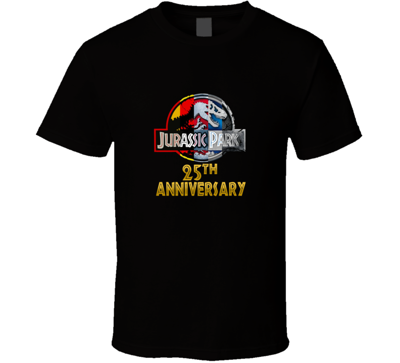 Jurassic Park World 25th Annniversary Multi Logos Mobie T Shirt