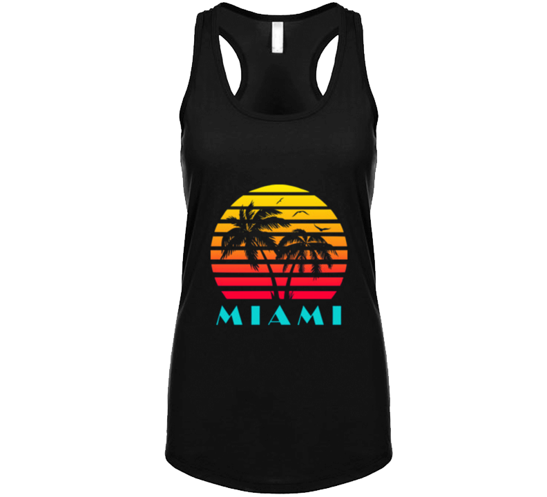 Miami Retro 80's Vintage Classic Souvenir Florida Ladies Racerback T Shirt