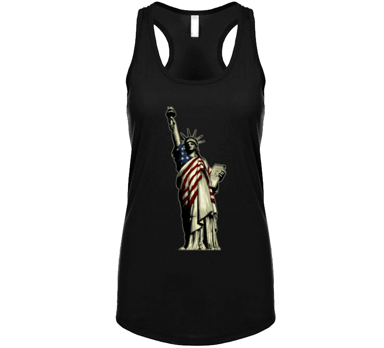 Lady Liberty Statue New York American Pride Ladies Racerback Tank Top