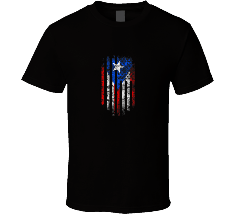 Distressed Puerto Rico Flag Usa Hybrid T Shirt