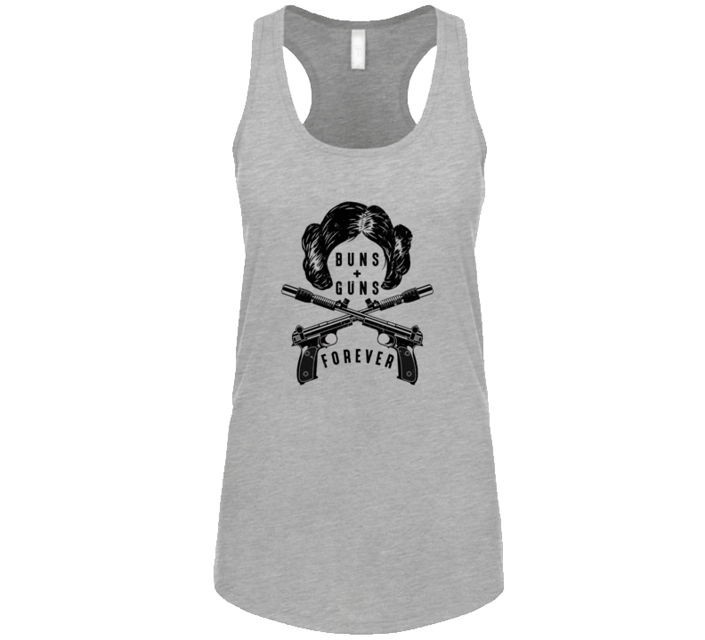 Buns And Guns Forever Ladies Cool Badass Retro Vintage Racer Back Tank Top