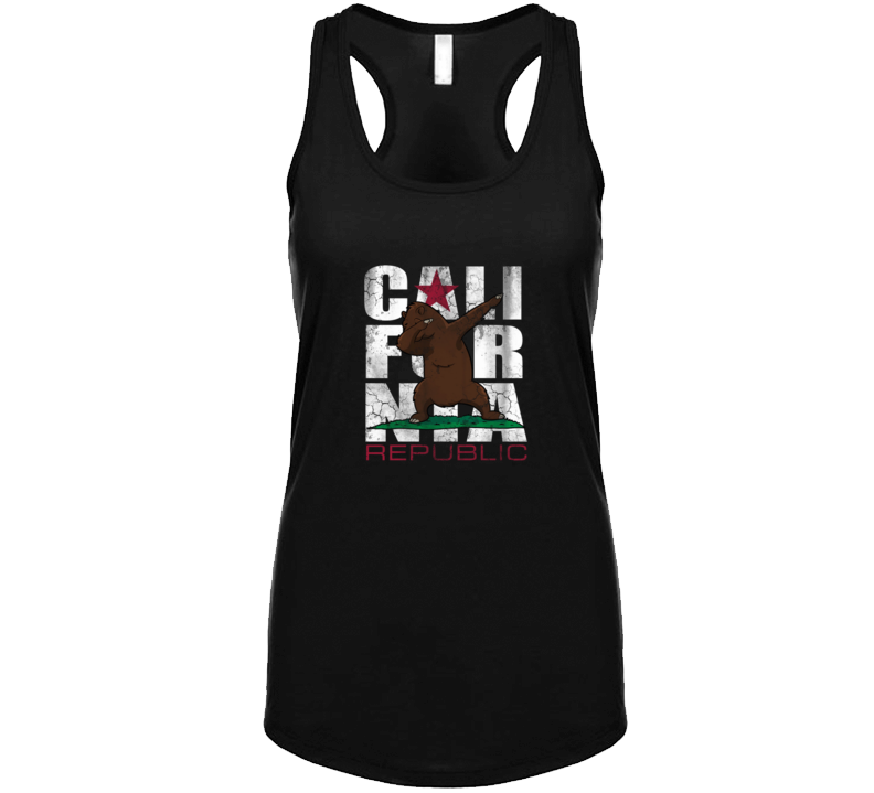 Ladies California Republic Dabbing Bear Cool Racer Back Womens Tank Top