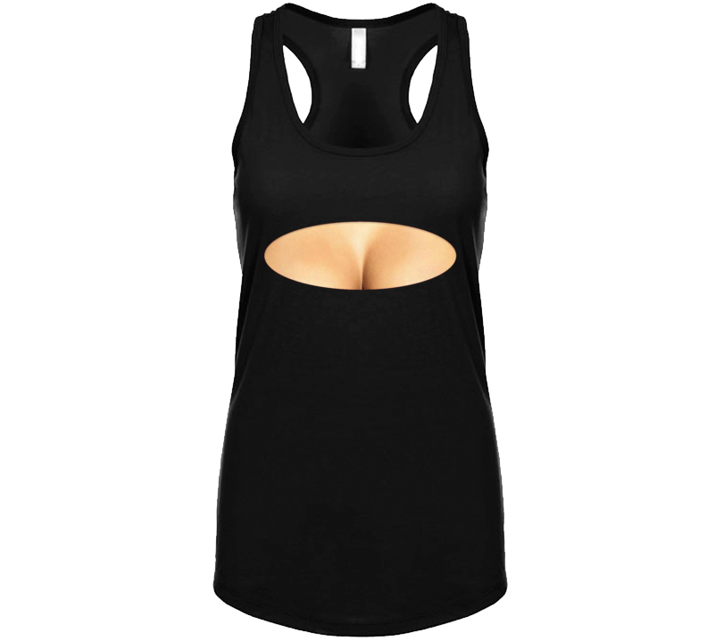 Busty Boobs Funny Hilarious Cleavage Womens Ladies Racerback Tank Top