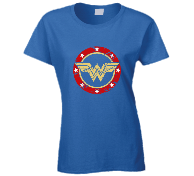 Wonder Vintage Women Classic Shirt Retro Super T Hero Distressed