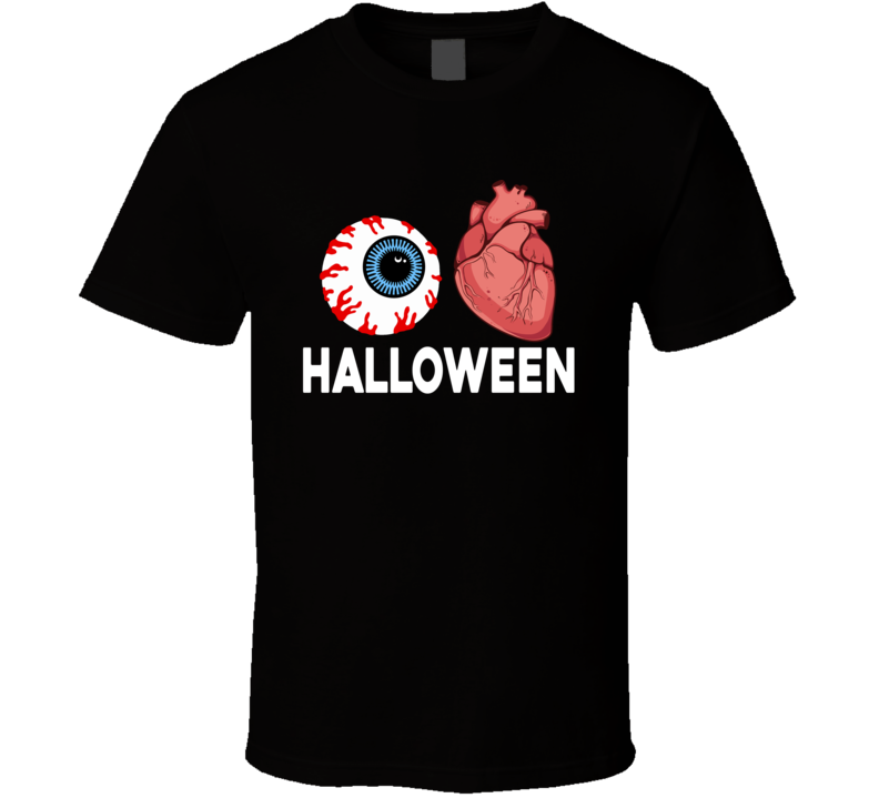 I Love Halloween Funny Horror Eye And Heart Scary Halloween T Shirt