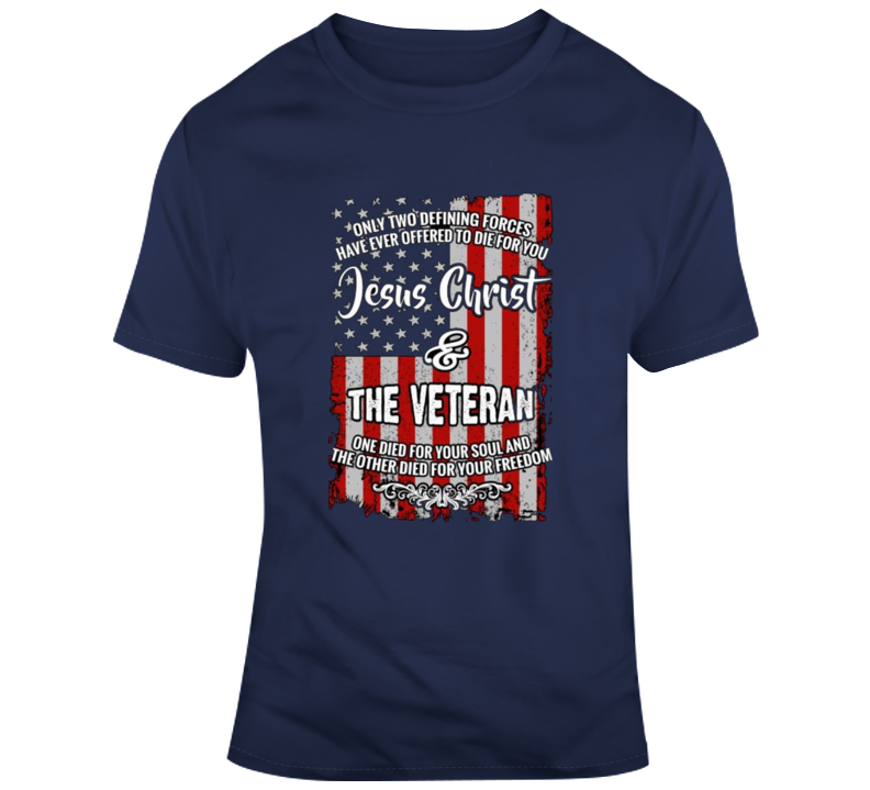 Jesus And The Veteran American Flag Patriotic American Alstyle T Shirt