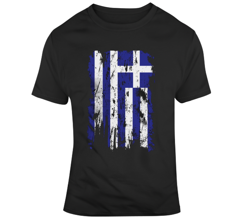 Distressed Greek Flag Hellas Patriotic T Shirt