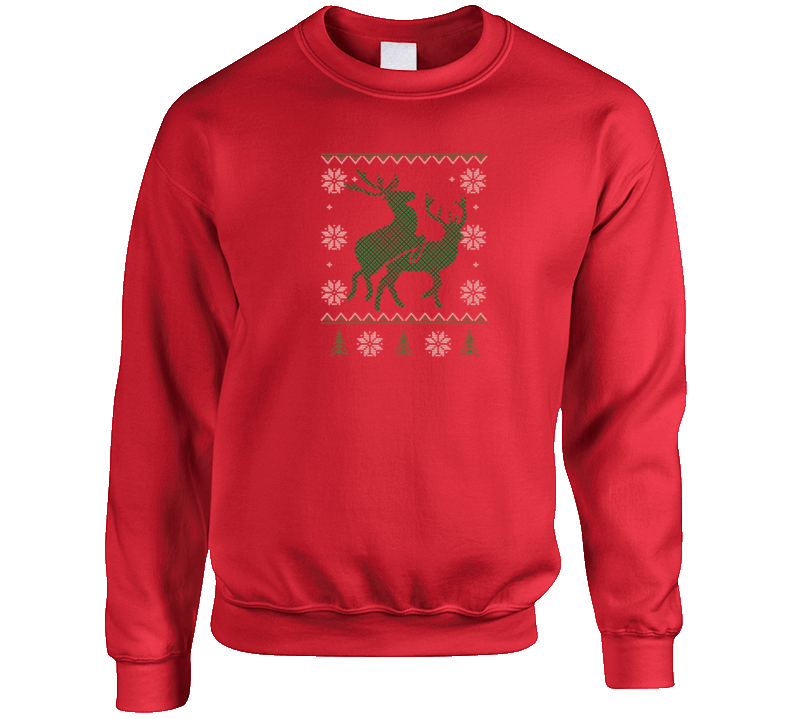 Ugly Christmas Reindeer Humping Crewneck Funny Sweatshirt Crewneck Sweatshirt